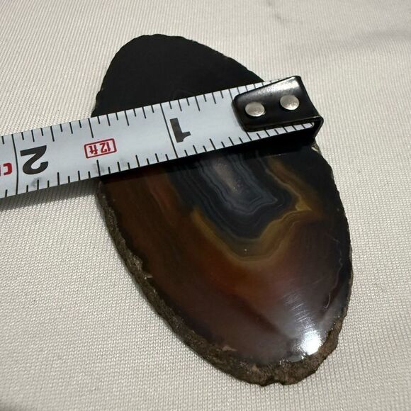 Brown Black Polished Agate Slice – Natural Crystal Display Stone 4.75” - Picture 6 of 15